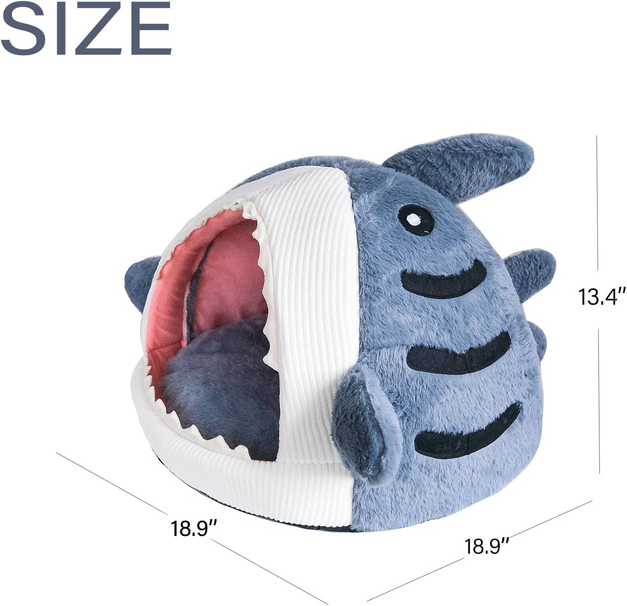 Shark-Shaped cat cave beds for Indoor Cats, Cute cat Teepee, Closed Dog Sleeping Bag, Warm Soft Kitten Houses & Condos, Blue, Large Size.