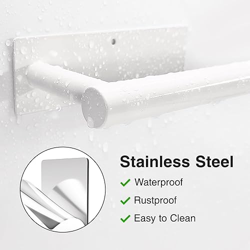 Miniatura 3 de Soporte para toallas de papel, autoadhesivo o perforado, soporte para toallas de papel blanco montado en la pared para cocina, soporte para rollo de