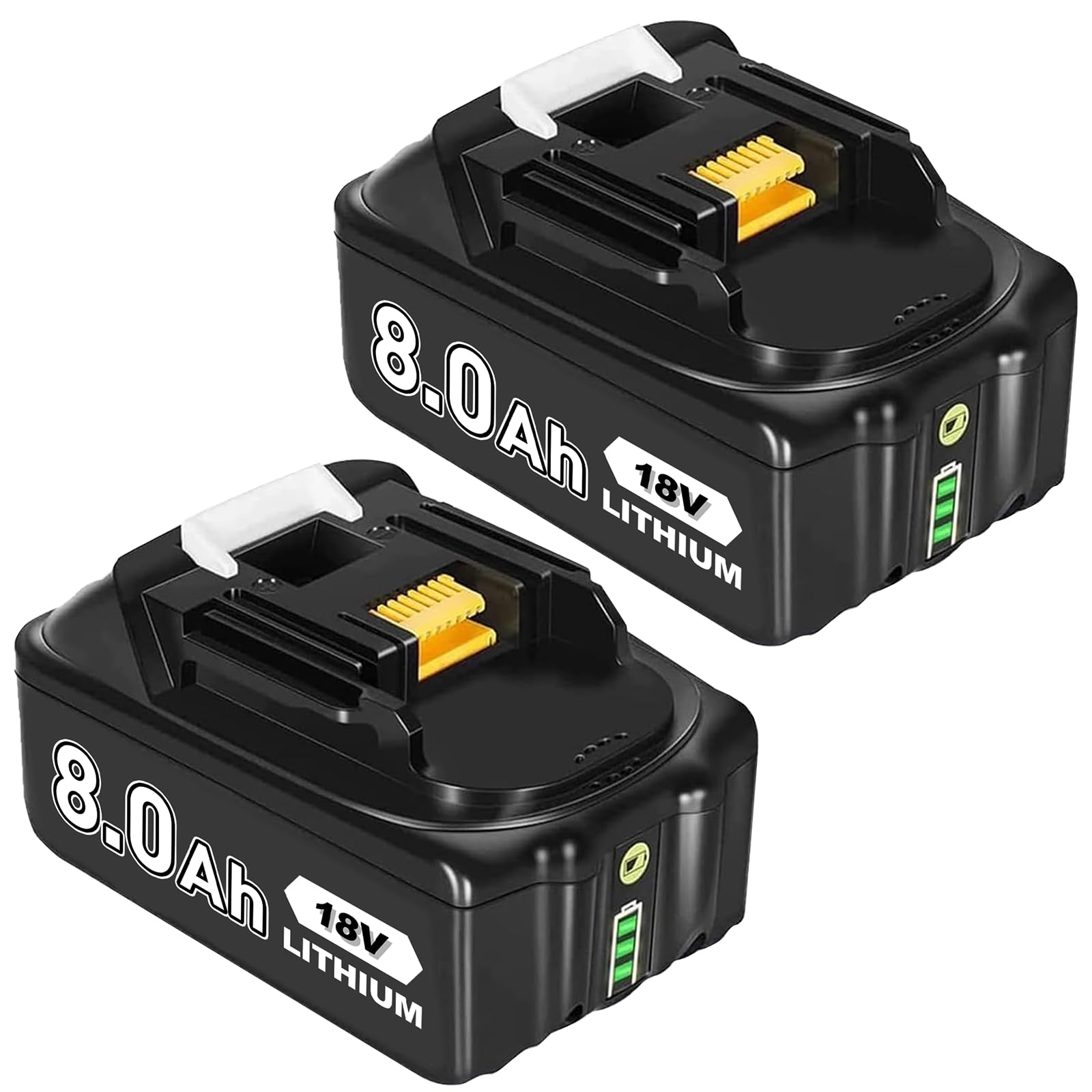 2 Count 8000mAh BL1860B 18V Replacement for Maki-ta 18V Battery Compatible with Maki-ta 18 Volt Lithium-ion Battery BL1815 BL1830 BL1845 BL1850 BL1840 BL1820 Cordless Power Tools (2)