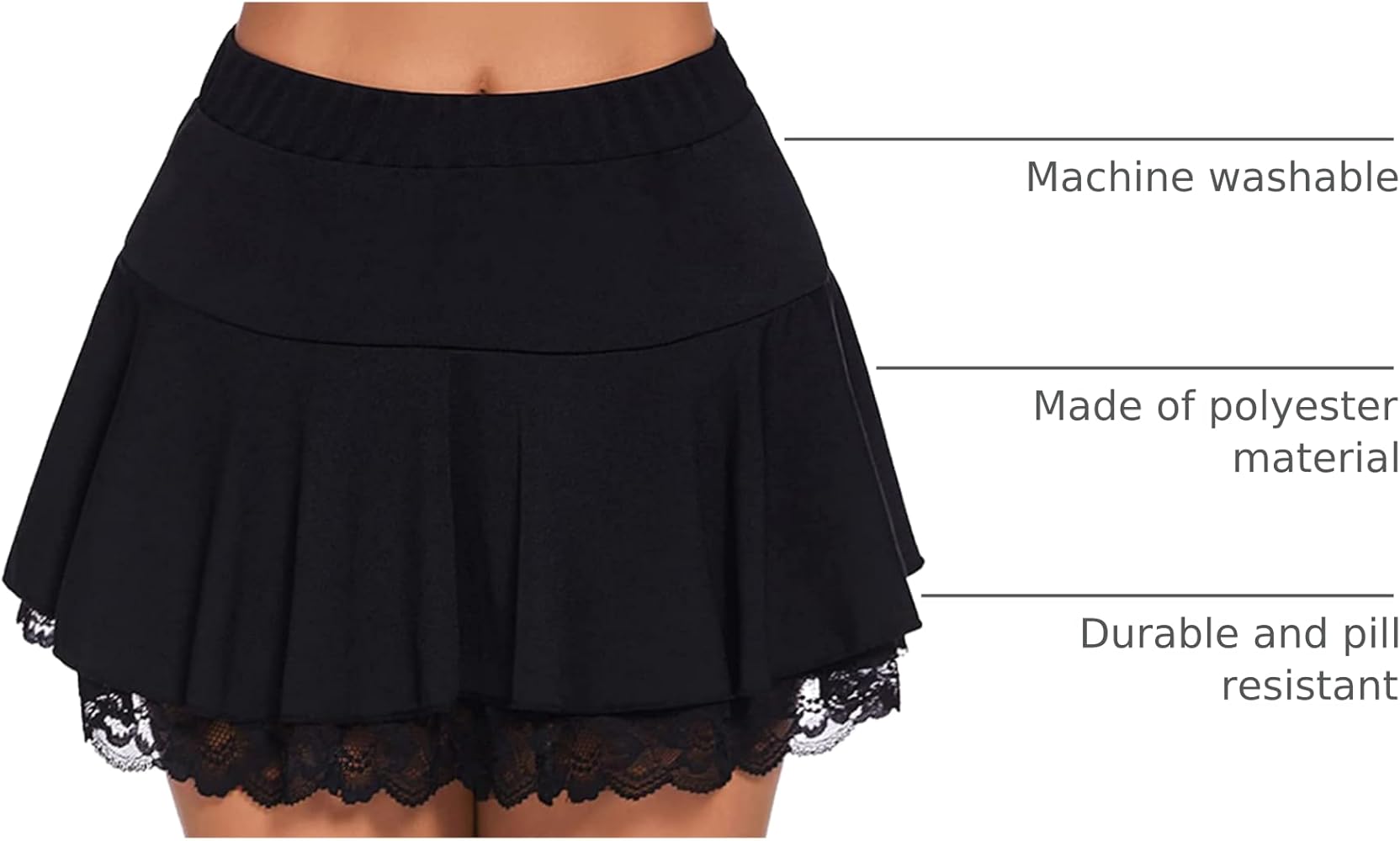 leinwande patchwork ruffled hem top ブラック Amazon.com: Women Lace Patchwork Mini Pleated Skirts High