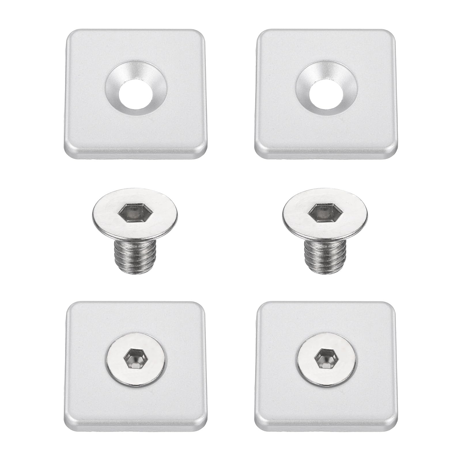 sourcing map 4Pcs Profile End Cap, Zinc Alloy 4040 Series EU Standard T-Slot Aluminum Extrusion End Cap Bracket with Screws for Storage Rack, Silver