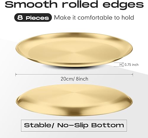Vista 2 de Thenshop 8 Piezas Moldes para Pizza de 8 Pulgadas a Granel Juegos de Acero Inoxidable Redondos Bandejas para Hornear Pizza para Horno Cocina