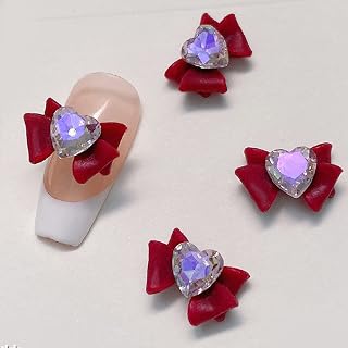 10Pcs Nail Charms Rhinestones Flower Bows Diamonds Art Craft Resin Rhinestones Decorations Supplies Sweetheart Nail Supplies