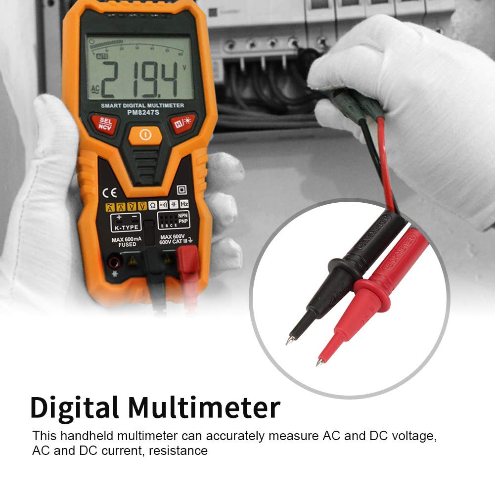Multímetro, multímetro digital, medidor de picos Pm8248s Probador de temperatura de resistencia de multímetro digital Ncv de rango automático