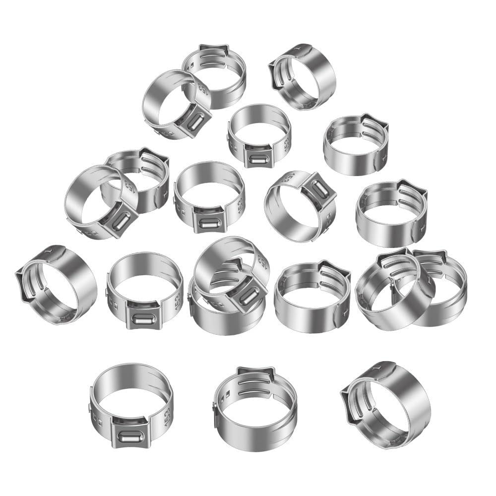 5/10 PCS Kit d'assortiment de colliers de serrage à oreille unique en acier inoxydable 304 simple, 54,3, 57,5 mm 5 pièces