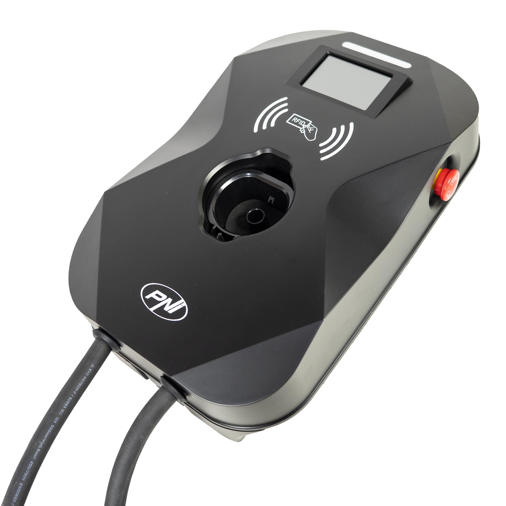 PNI Estación de Carga KW22 32A, 22KW, para Coches eléctricos, 85V - 415V, trifásica, Cable Tipo 2 de 7 Pines, Pantalla de 3,5 Pulgadas, con Bluetooth, Control Mediante App