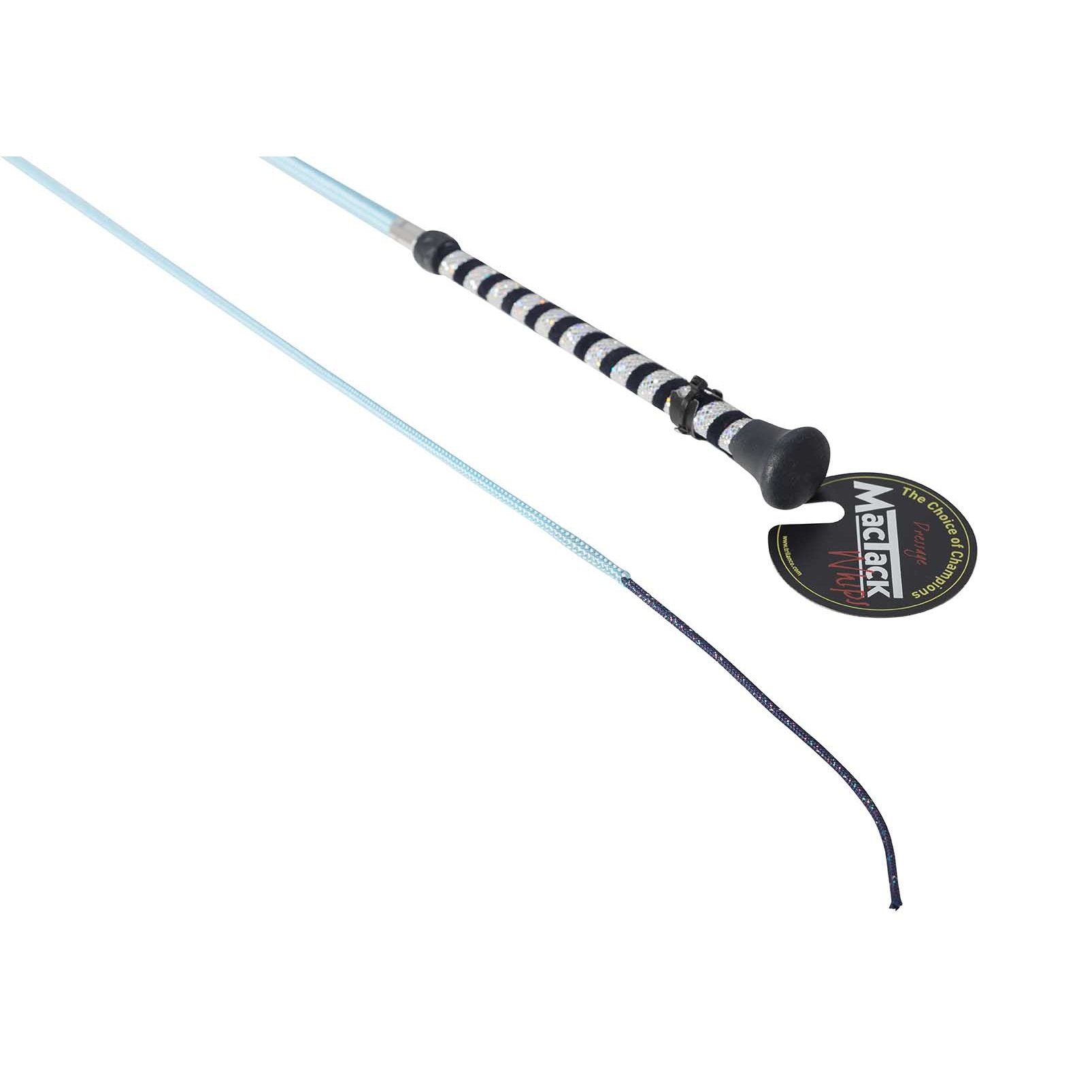 MacTack Dressage Whip With Glitter Handle (39 inches) (Pale Blue/Navy)