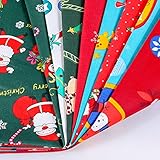 Qpout 8-Piece Christmas Fabrics (50x50 cm), Santa Claus, Tree, Deer, Fat Quarters Fabric Bundles, Patchwork Cotton, Multi-Color Material Fabric Panels for DIY Sewing Quilting - Image 5