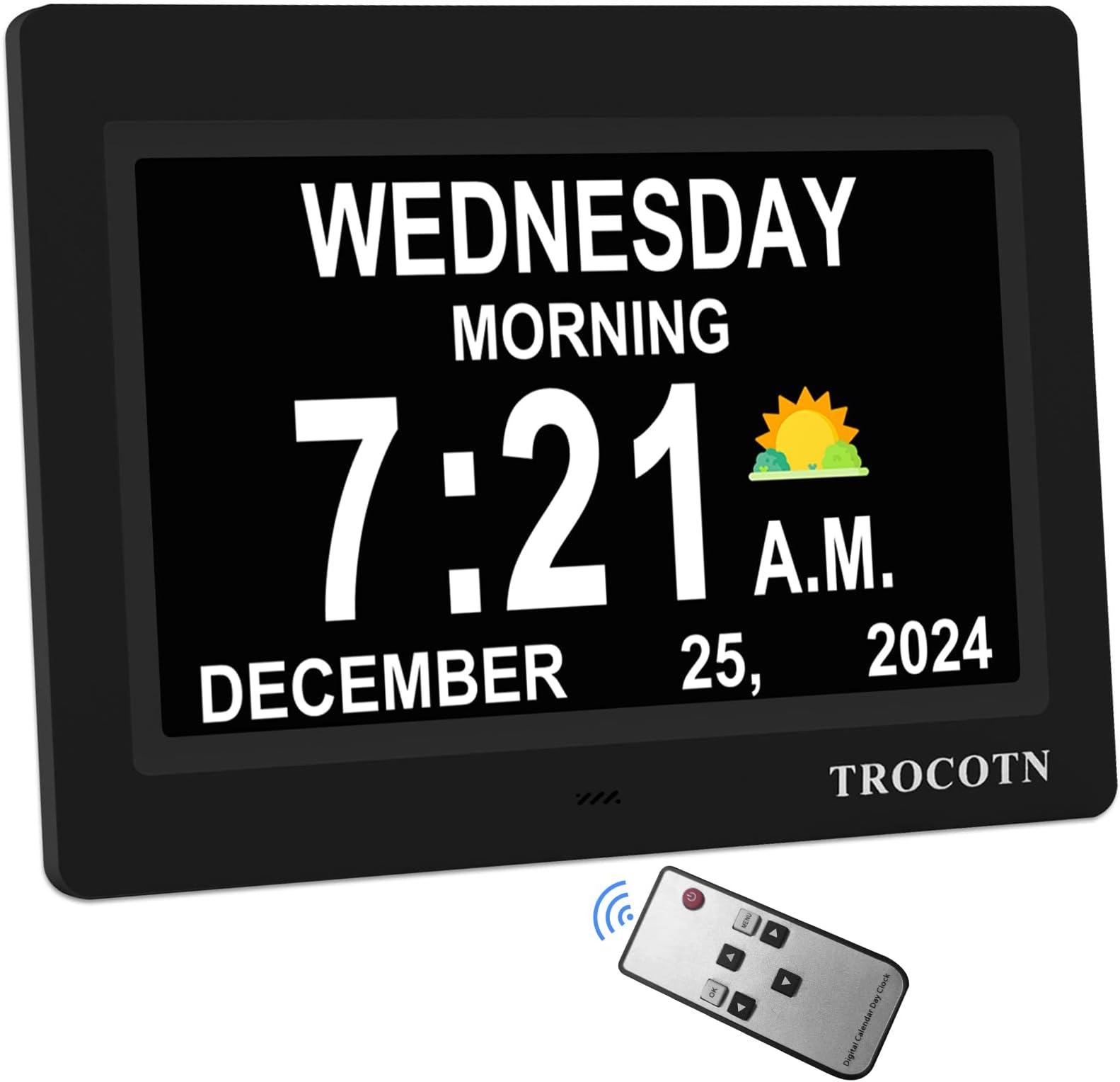 TROCOTN Dementia Digital Clock Large Display, Alarm Clock with Auto DST(Black)