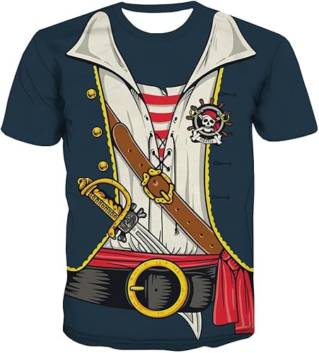 KYKU Disfraz de pirata para hombre, accesorios de Halloween, camisetas divertidas de piratas de crucero