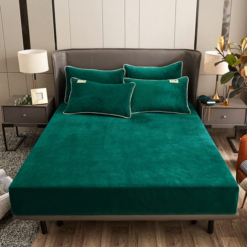 Samt Spannbettlaken 90x200 cm Warm Winter Frottee Spannbetttücher, Highdi Microfleece Flausch Vert Spannbetttuch 90 x 200 Boxspringbett… – Ansicht 2