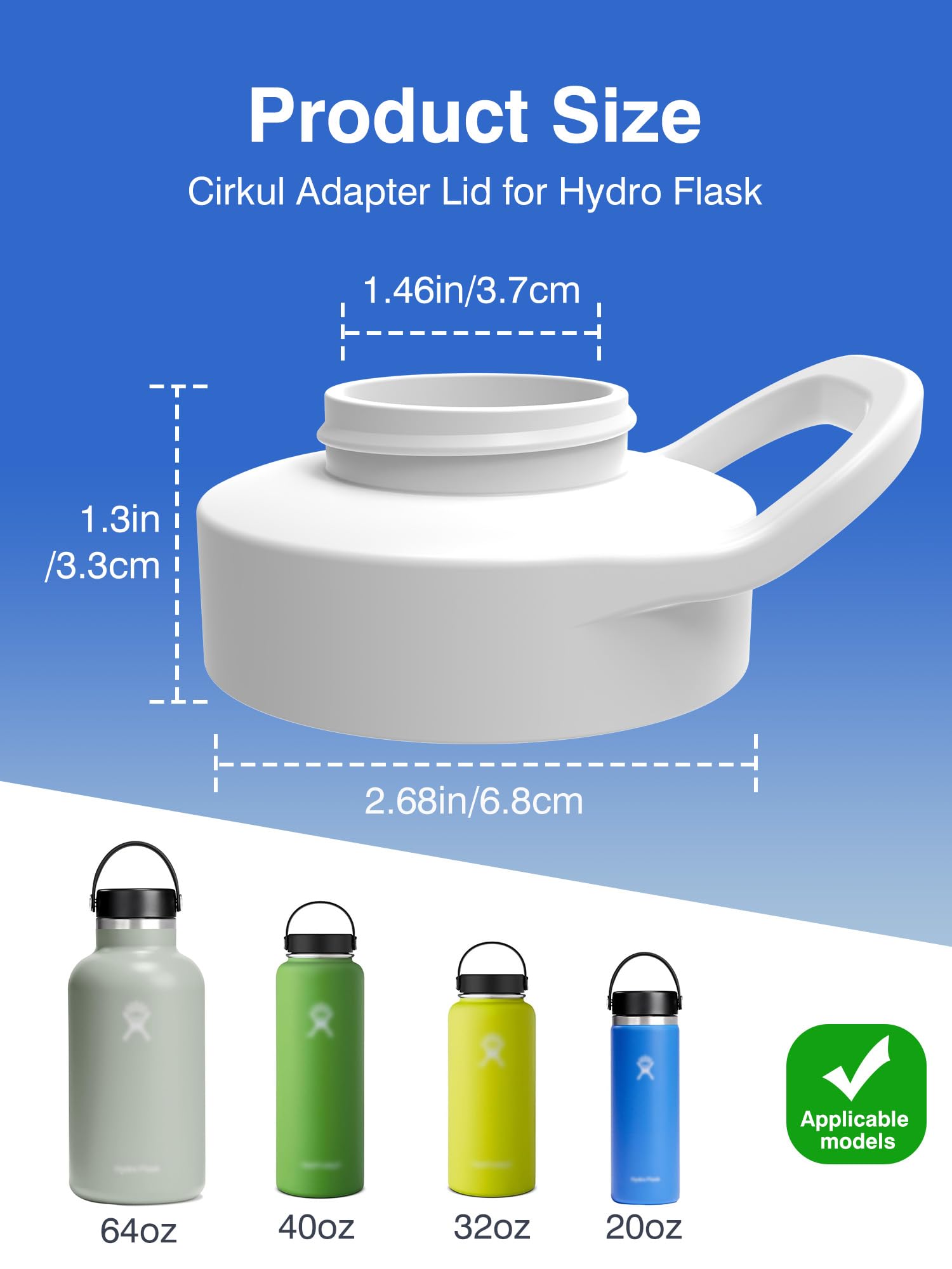 WIBOND Adapter for Hydro to Cirkul - Use Flavor Cartridges with Hydro 24oz,32oz,40oz,64oz Steel Water Bottle, BPA Free, Food-Grade, Leak-Proof, Water Bottle Accessories