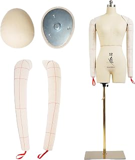 Female Dress Model Torso Body Clothing Forms,Size 12 Professional Dress Form for Display and Tailor DesignSewing Mannequin Foam Body for Pinning. (with Arms Beige, 12)