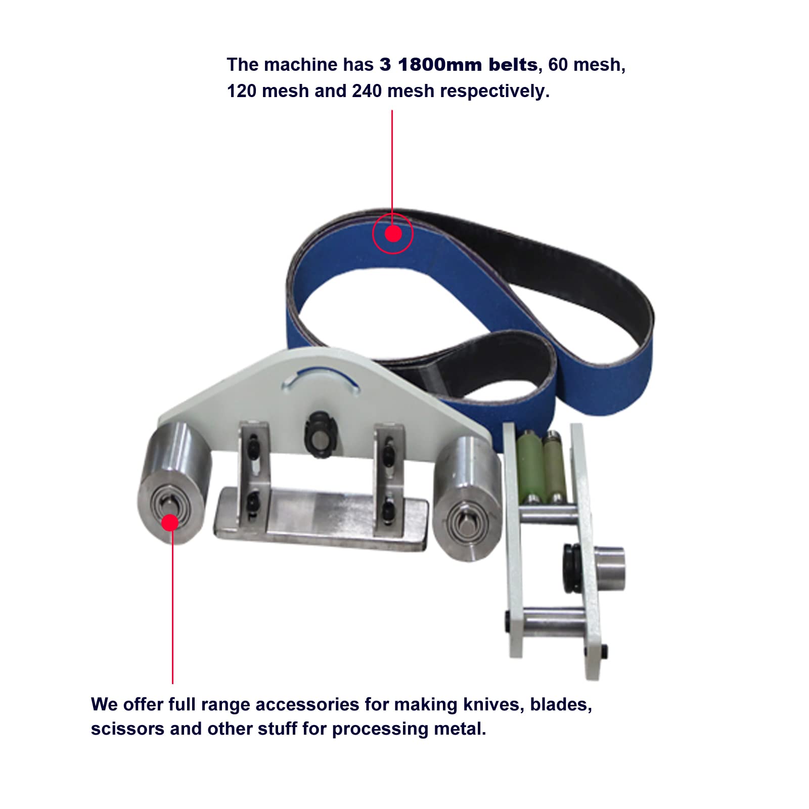 LGXEnzhuo 2HP Variable Speed Belt Sander Multi-function 72 * 2 inch Knife Grinder Machine with Frequency Converter 3 Grinding Wheels without Stand 220V