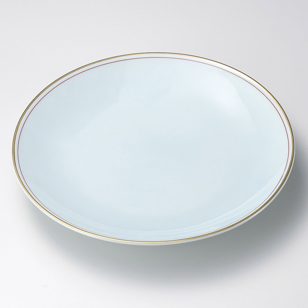 有田焼　白磁　大皿 Amazon.co.jp: 渕金朱青白磁9号皿（有田焼） [27 x 4cm 1000g