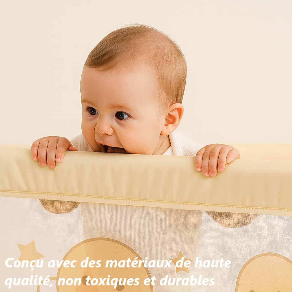 Parc bébé Pliable avec Tapis, Parc bébé à Domicile et en Voyage, Tissu Oxford, Centre d'activités intérieur et extérieur, Parc De Jeux avec Filet Respirant et Ventouses (130 x 130 cm)