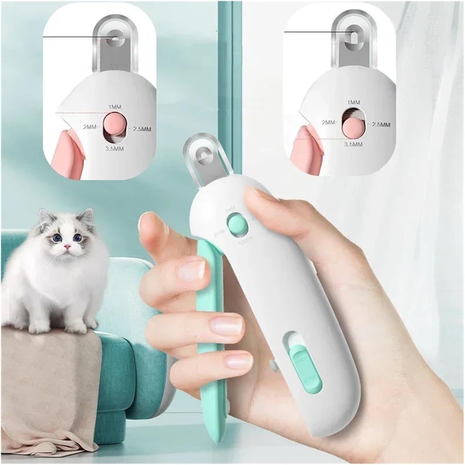 Professional Pet Nail Clippers with Adjustable Hole Cat Dog Nail Clipper Cutter Pet Claw Trimmer Puppy Kitten Care Grooming Tool(Green-TTJ)