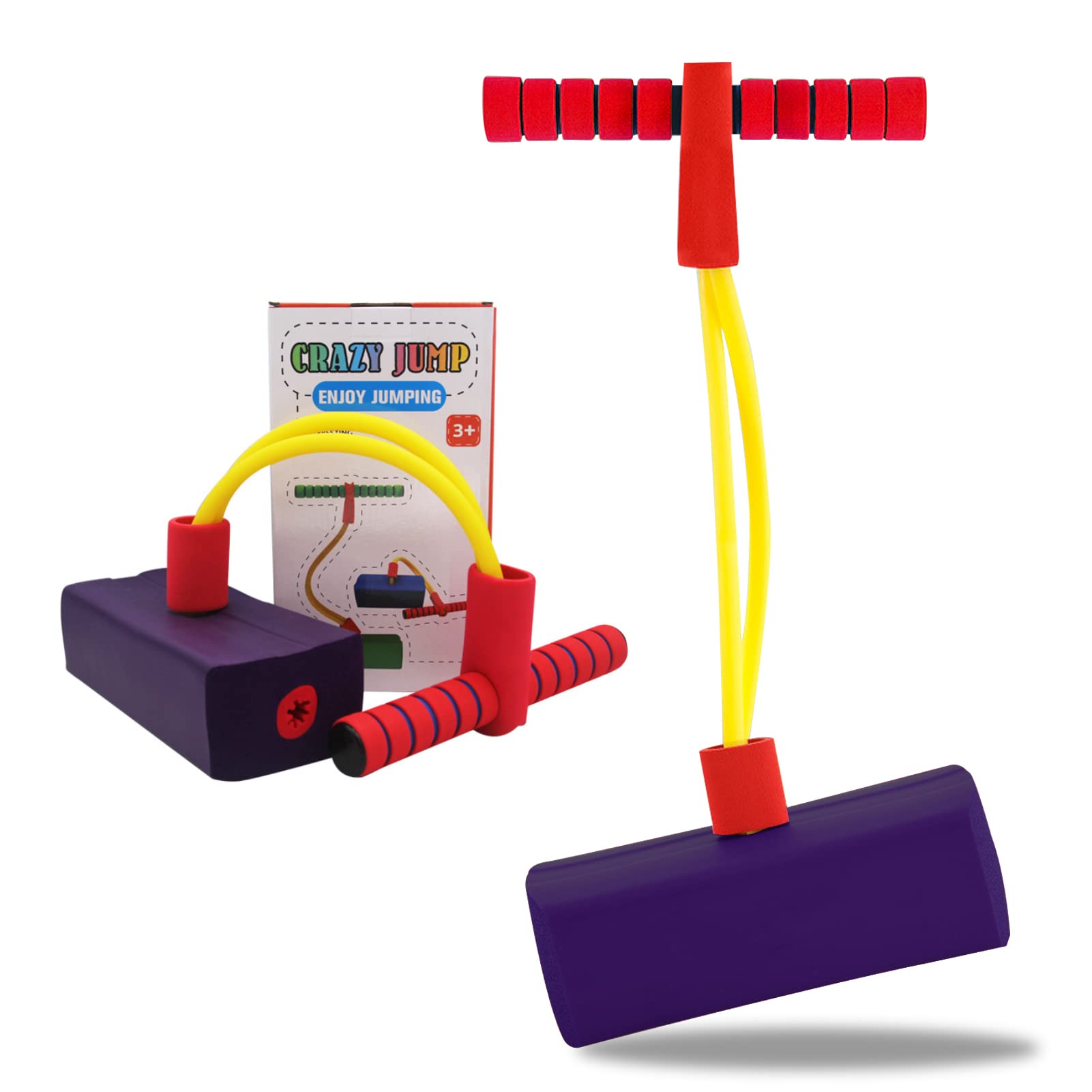 BeauentyFoam Jumping Toy for Kids, Squeaker Pogo Jumper for 3-12 Year Old Boys Girls Outdoor Fun Safe Sports Help Grow Taller