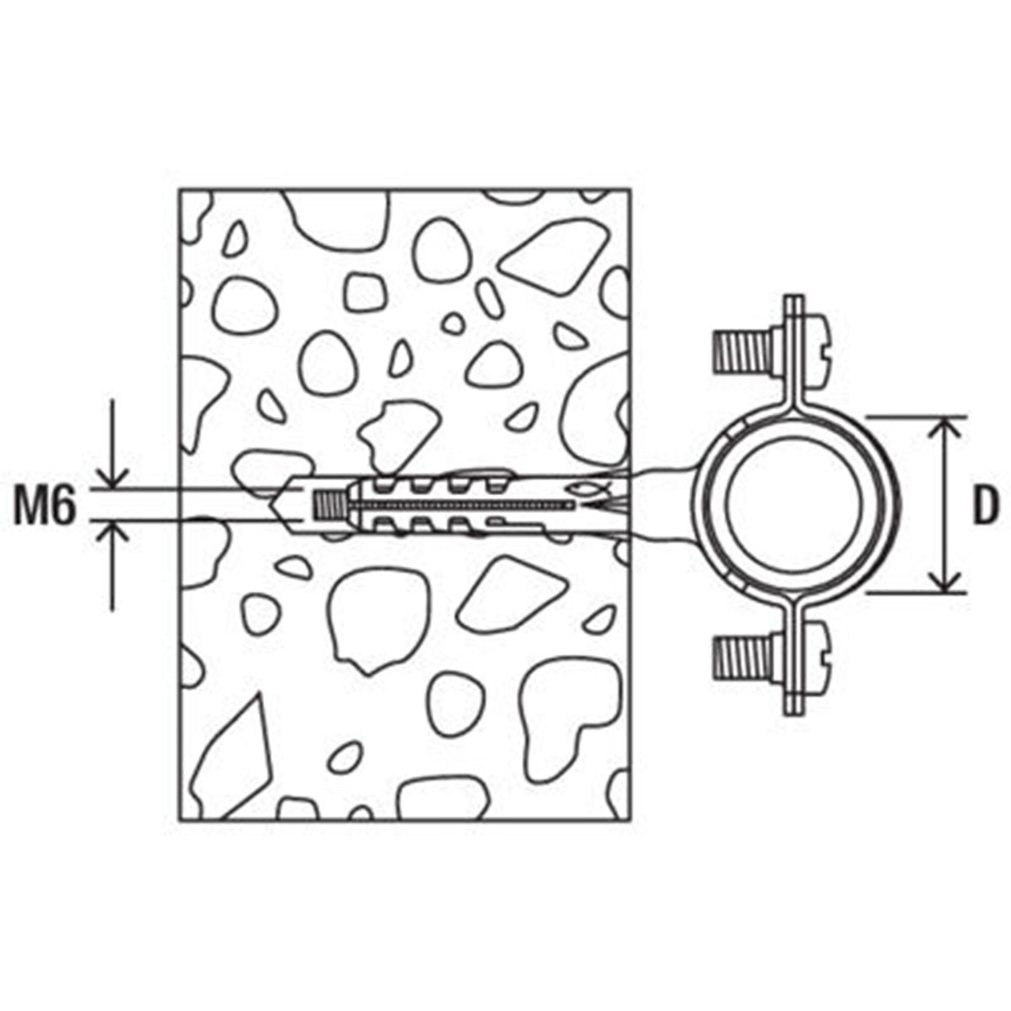 Fischer Collar galvanizado ligero CZV para fijación de tubos eléctricos de acero, plástico y multicapa, sujeción de 32 mm, incluye taco SX Plus 6 y tornillo doble M6, 10 unidades, 567642