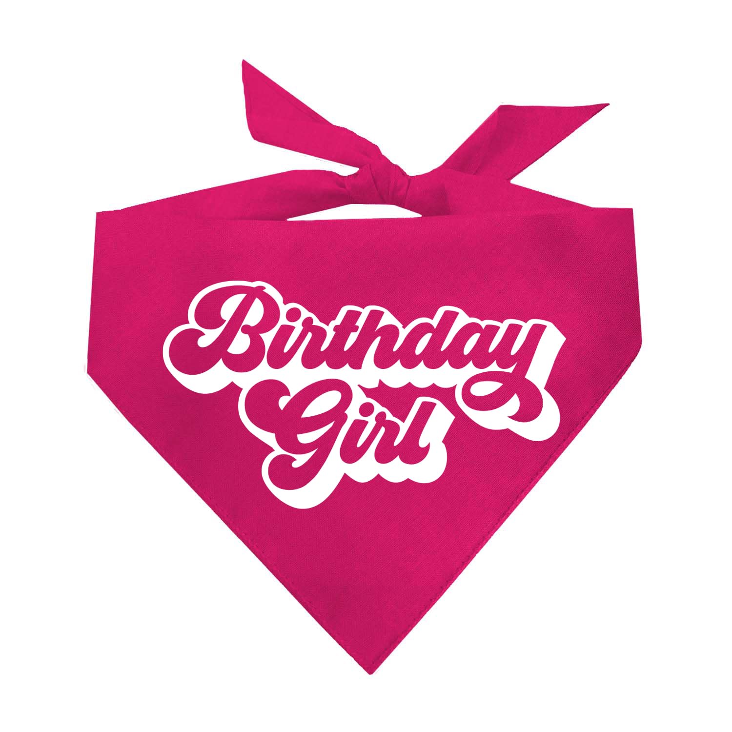 Birthday Girl Retro Dog Bandana | 100% Cotton Adjustable Triangle | Made in USA | Birthday Pawty | Party Theme | Celebration Supplies | Photoshoot Prop |Hot Pink, X-Small (871)