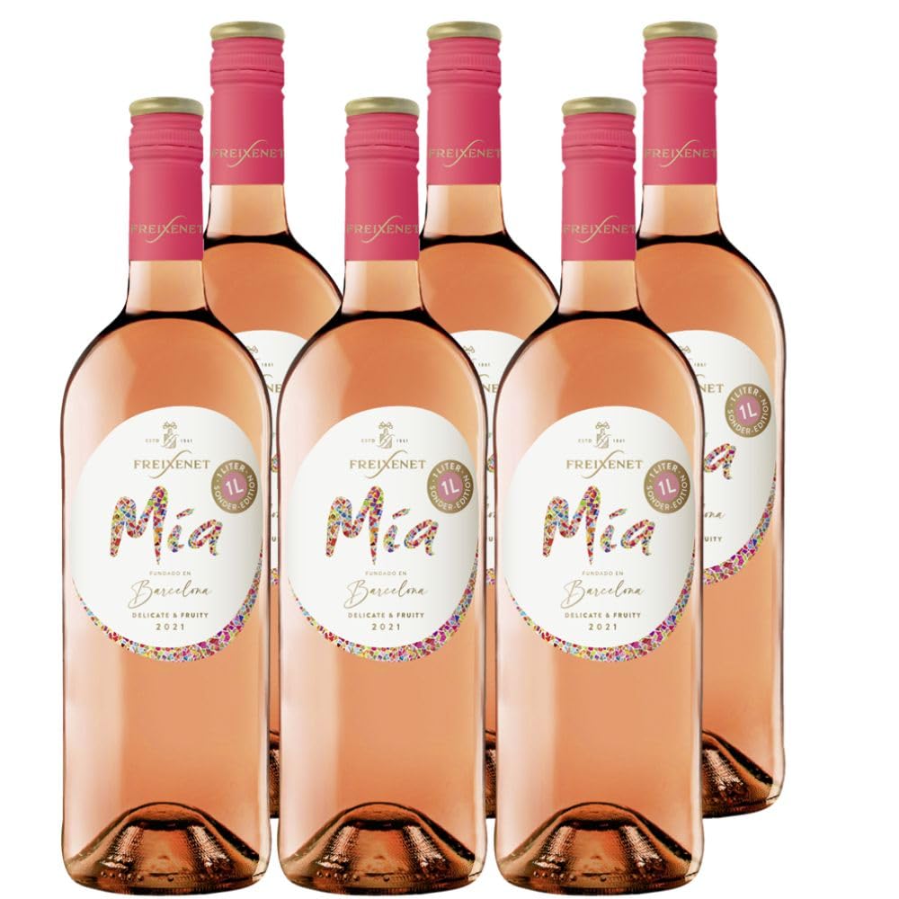 Freixenet Mia Rosado Roséwein halbtrocken (6 x 1 l) – Spanischer Sommerwein mit Aromen von Erdbeere & Himbeere – Fruchtig-frisch & lebendig – Ideal als Aperitif oder auf Eis serviert