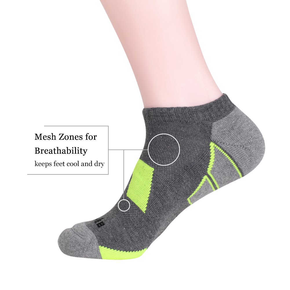 JOYNÉE Paquete de 6 calcetines deportivos para correr acolchados de corte bajo para hombre