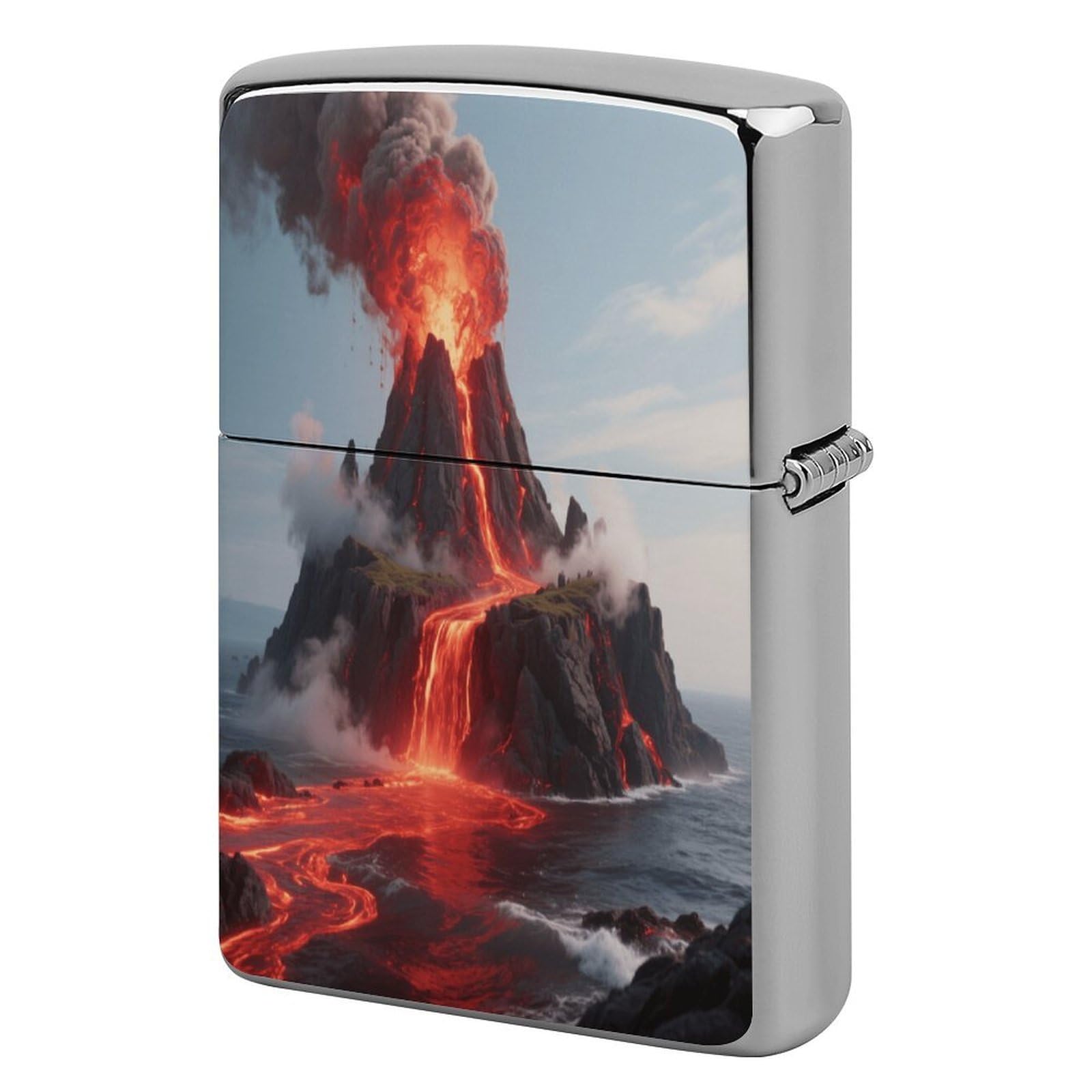 Fekiloot Style Hot Volcanic Island Lighter Case Cover Metal Lighter Case
