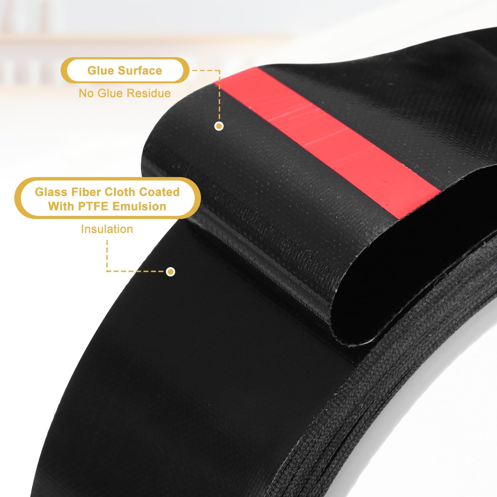 PATIKIL Cinta De PTFE Para Altas Temperaturas 2 Pulgadas X 33 Pies Cinta Adhesiva De Fibra De Vidrio Revestida Con PTFE Para Máquinas Selladoras Aislamiento Negro