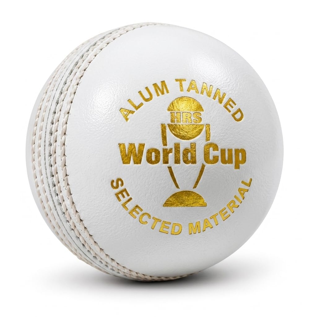 hrs leather cricket ball – professional match & practice ball | durable white cricket ball for training, club & tournament use i 4 pieces i white., world cup