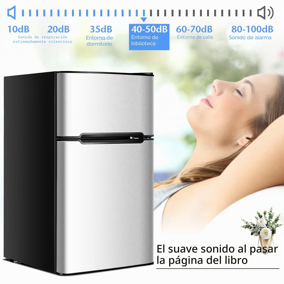 GOPLUS Frigorífico 90 L, Minifrigorífico con Congelador de 27 L y Frigorífico 63 L con Marco de Acero y Termostato Ajustable, Mini Nevera de Bajo Consumo para Casa Oficina 48×49,5×86 CM (Gris)