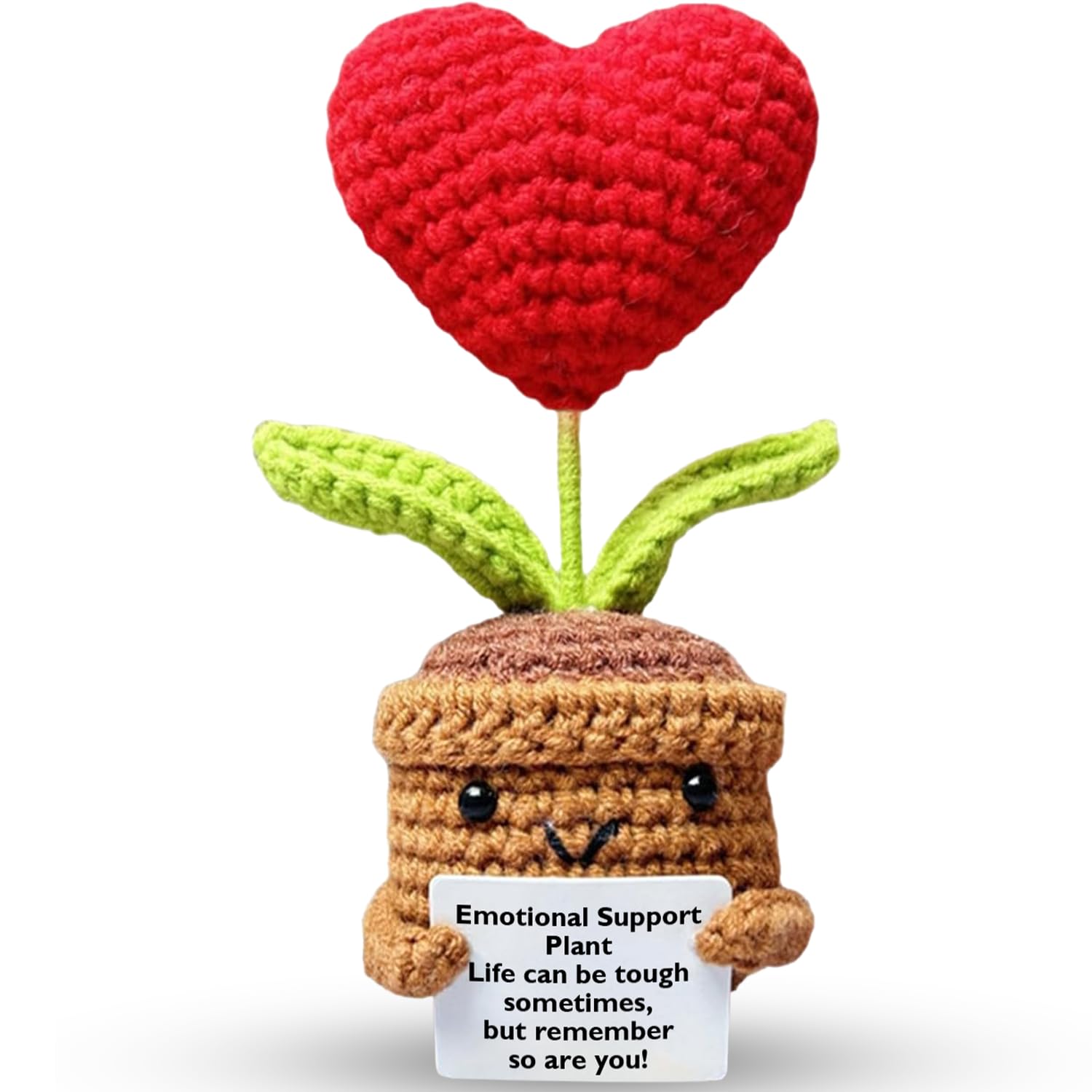 FAMINESS LOVE Heart Flower Support Crochet Doll Valentines Gifts for Boyfriend Girlfriend Husband Funny Positive Life Doll for Couple Fiance Women Wife Him Her Birthday Christmas