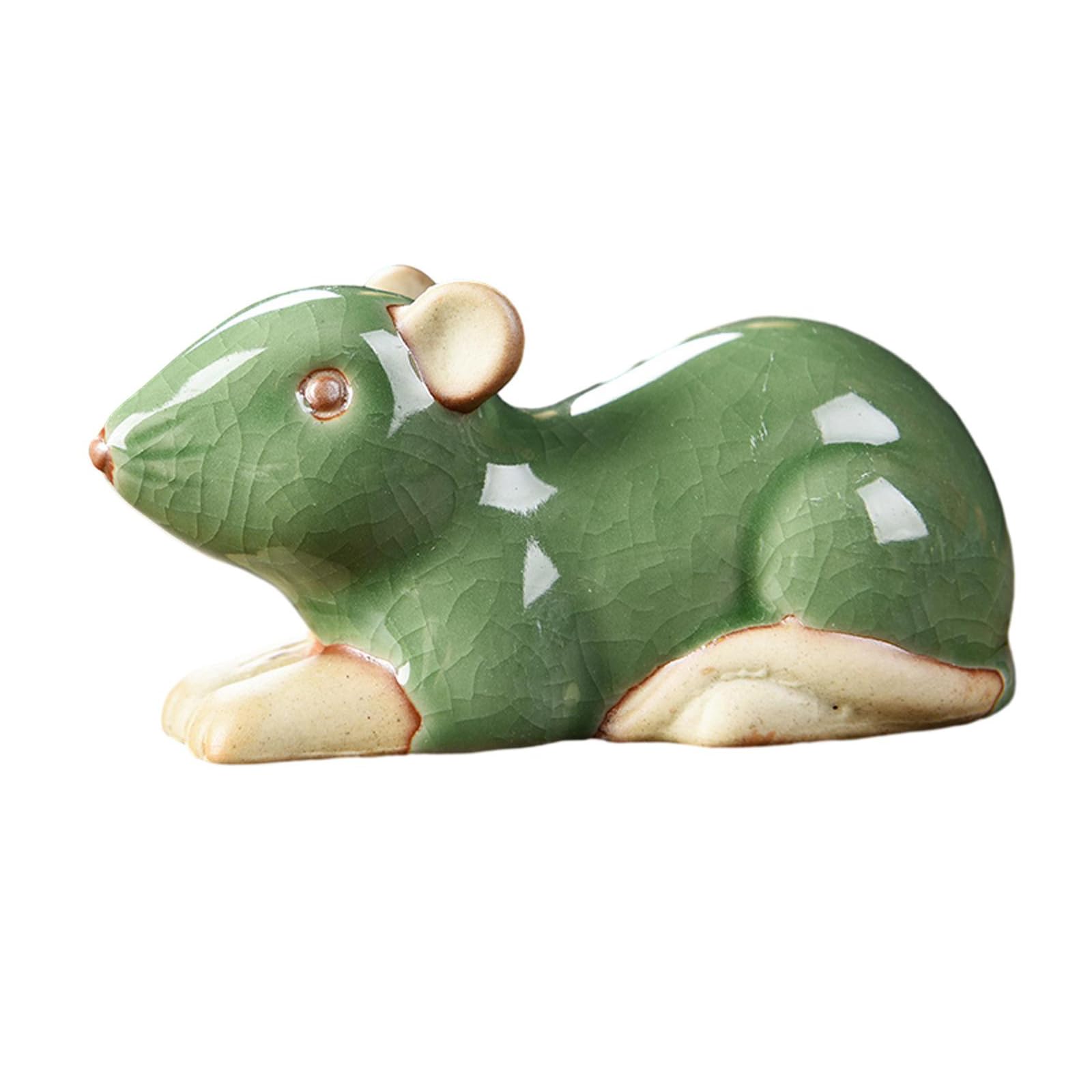 WXMYOZR Chinese Zodiac Figurines 12 Chinese Zodiac Animals Figurines Ceramic 2024 Feng Shui Decor Dragon Year Best Chinese Zodiac Gift,Green,Rat