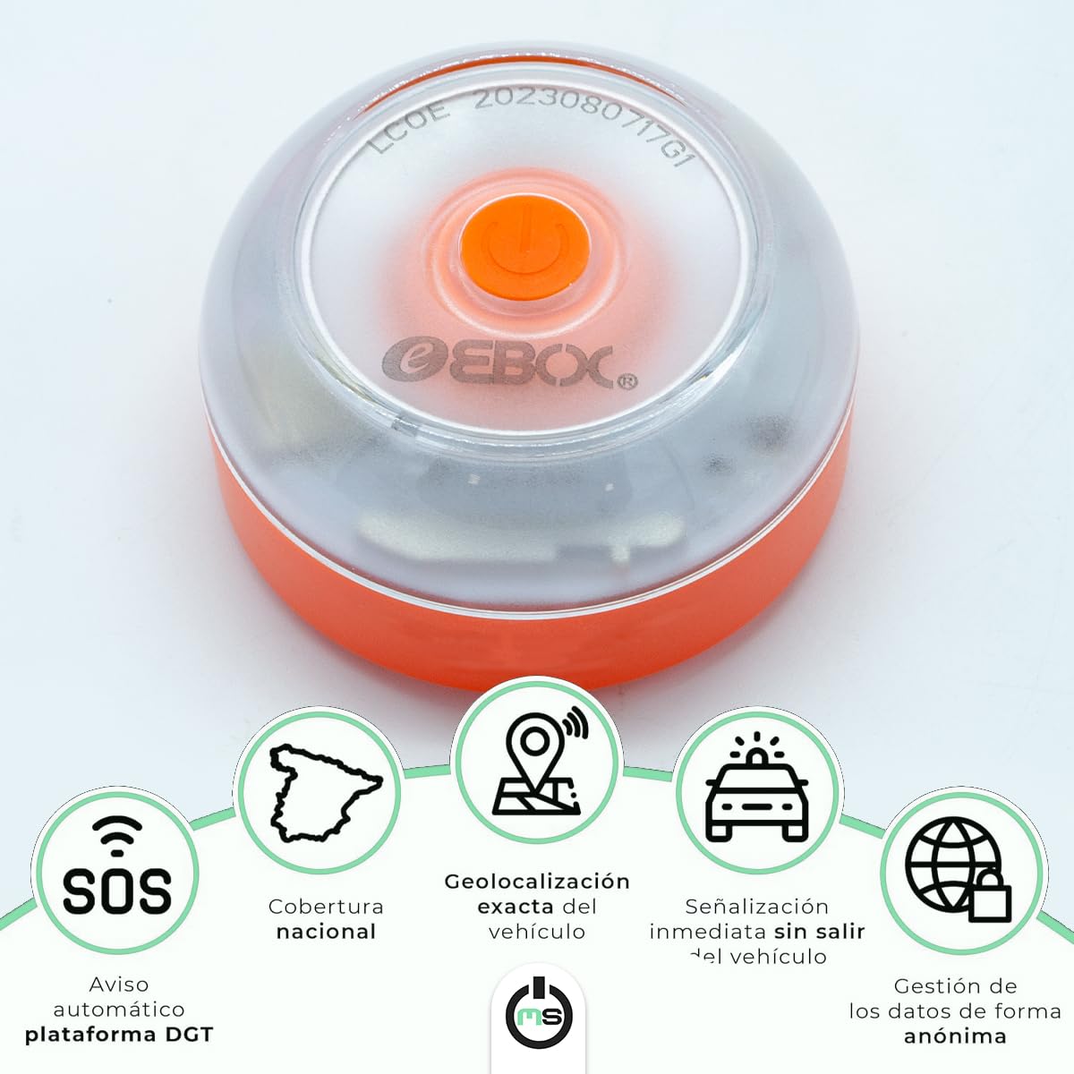 Baliza V16 Homologada DGT Luz de Emergencia IoT | Tarjeta SIM Integrada | Señal Conectada Geolocalizada DGT 3.0, Base Magnética, Visibilidad 1 km 360°, Incluye Pila V9 | Impermeable IP54