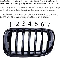 Vista 4 de Tiras de rejilla insertadas tricolores compatibles con BMW 2003-2006 E53 X5, parrilla central de riñón de 7 vigas