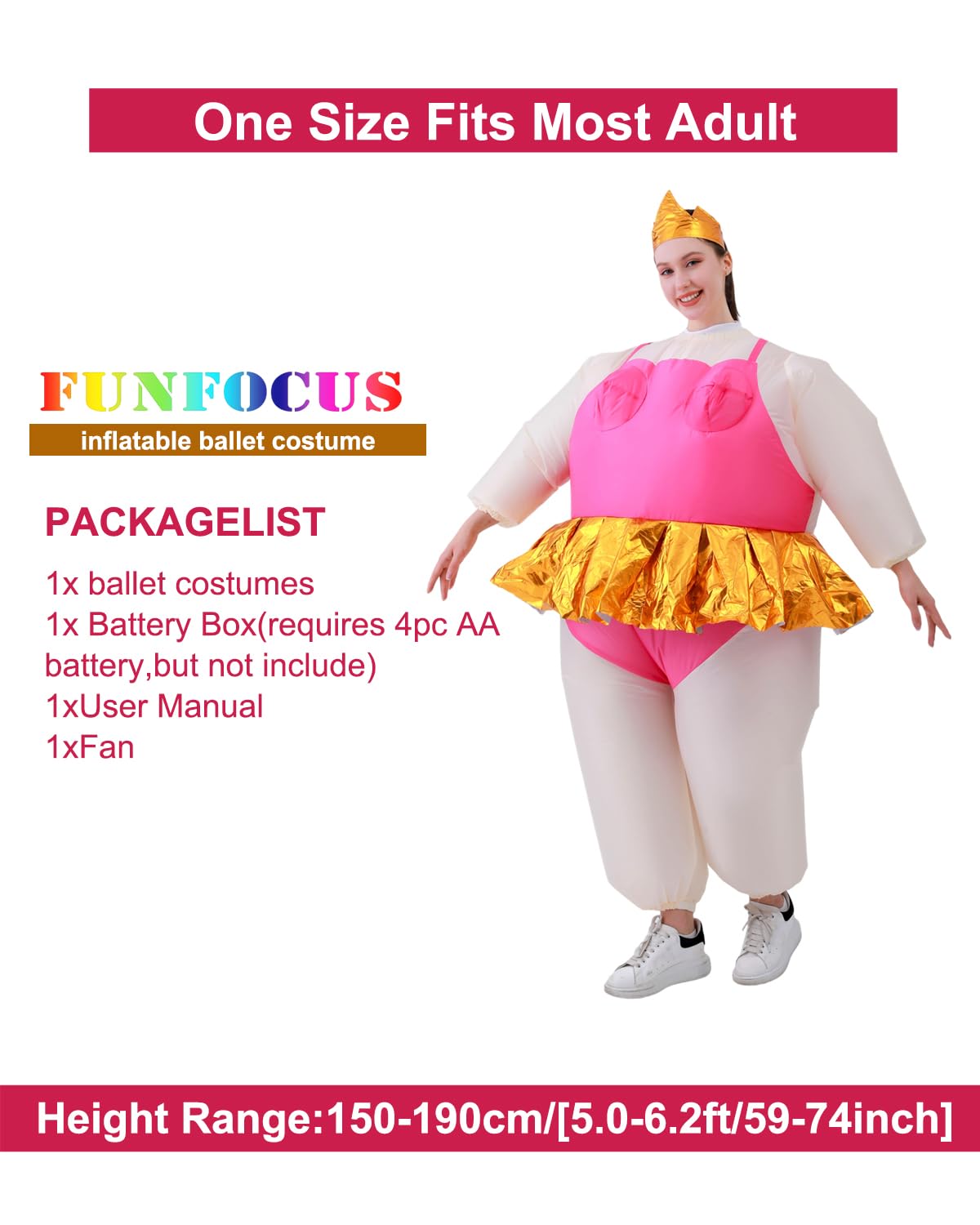 Costume balletto gonfiabile per adulti - Costume balletto unisex per Halloween e Carnevale per altezze 150-190 cm,Costume gonfiabile perfetto per feste, compleanni, ballet costume adult