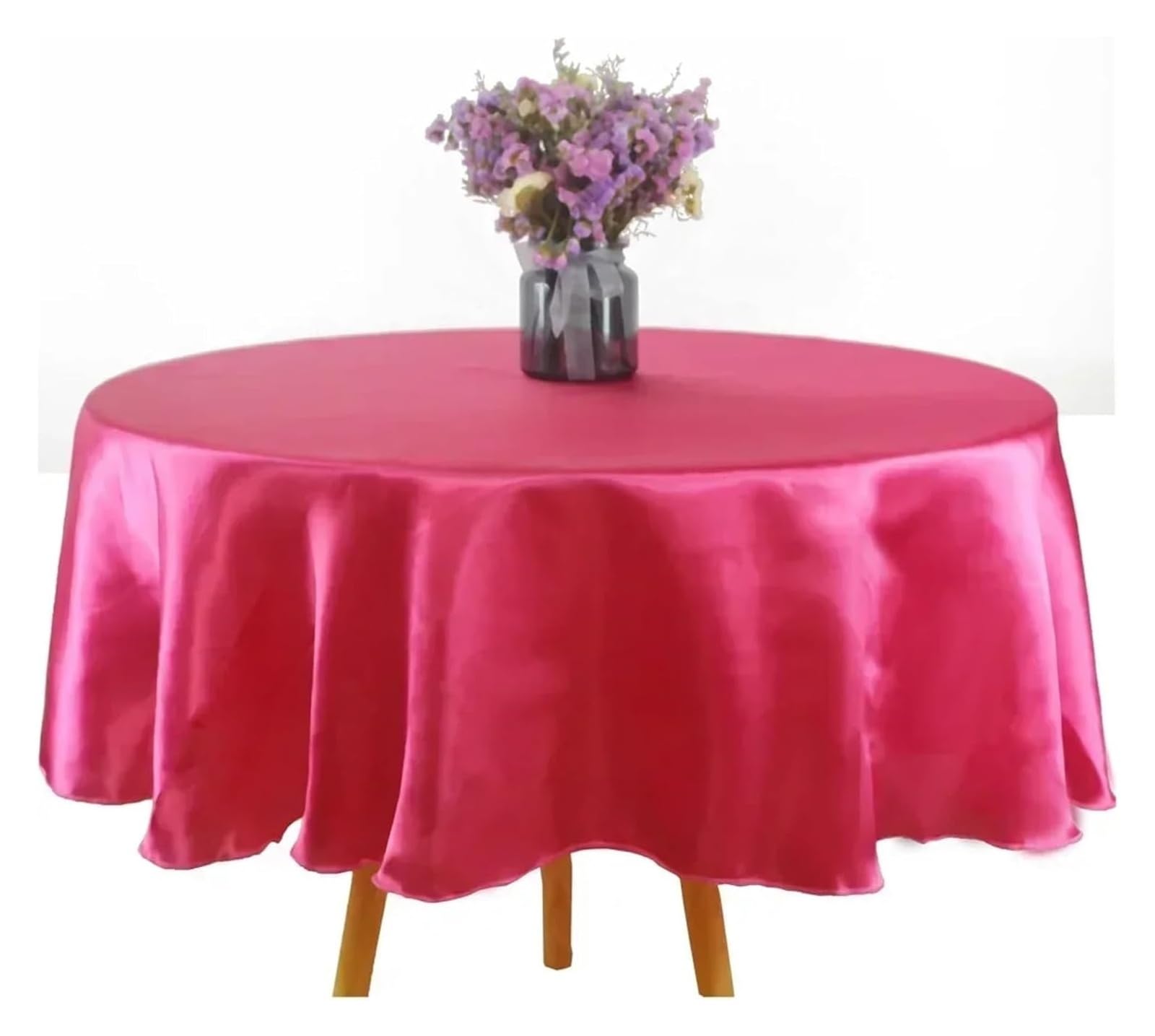 Pzoferlin Rose Red Tablecloth Round Satin Tablecloth Multicolor 145-335Cm Wedding Party Birthday Home Dining(,275Cm)