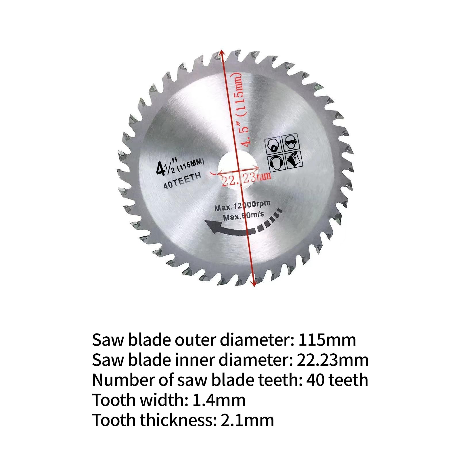 Wjelet 3 Pcs 115mm Carbide Circular Saw Blades - Image 2