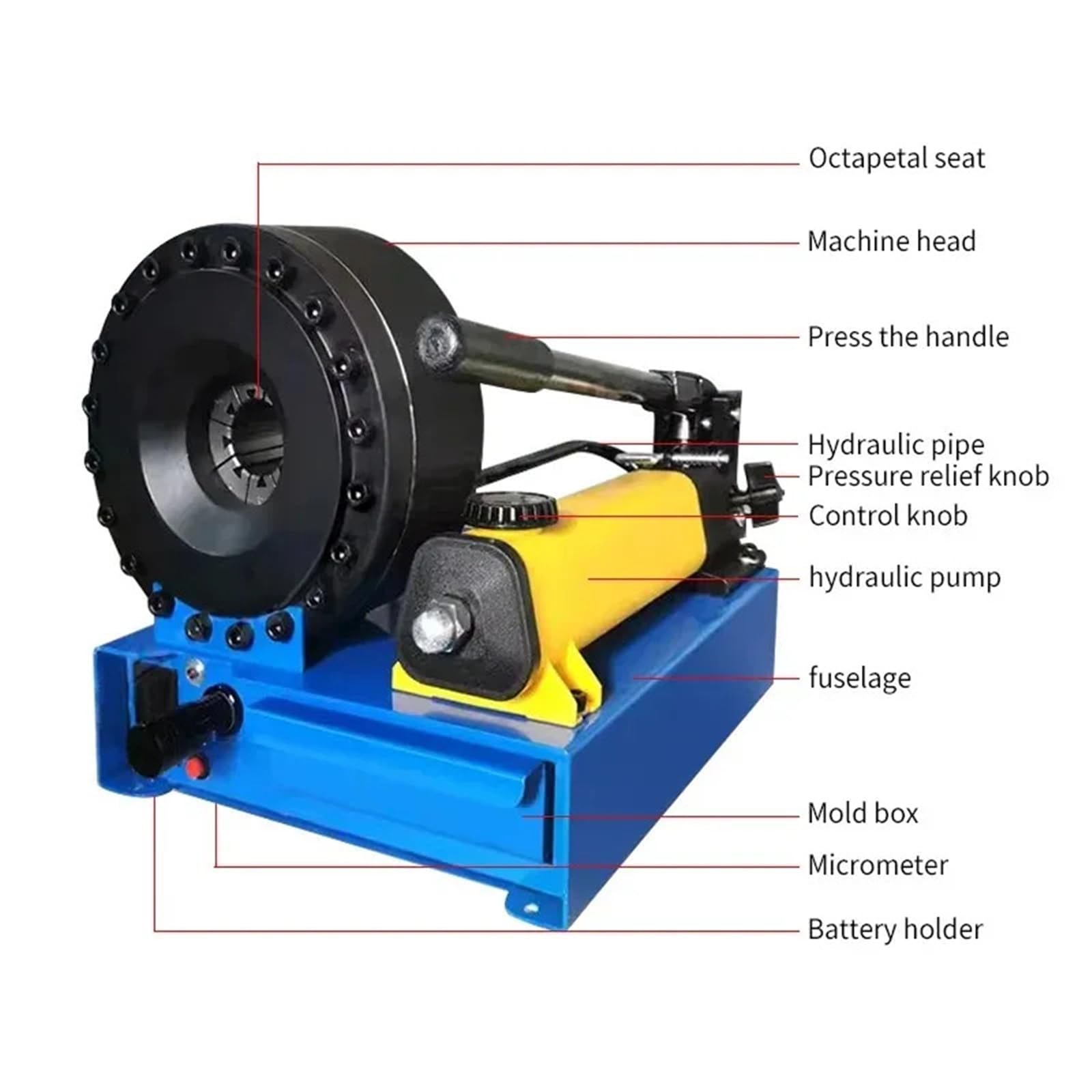 Máquina prensadora de tubos portátil, máquina prensadora de mangueras hidráulicas, pequeña máquina prensadora Manual de tubos de acero hidráulicos