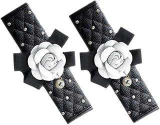 MUSISALY 2 Pçs Capa De Cinto De Segurança De Flor Capa De Protetor De Cinto De Segurança Capa De Cinto De Segurança Acessórios Automotivos Capa De Cinto De Segurança De Camélia Preta Linda