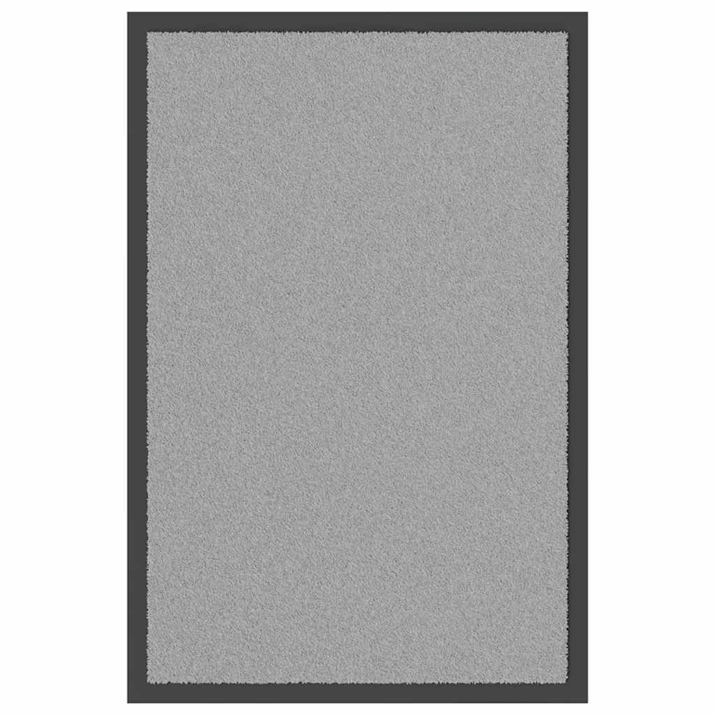 Felpudo gris 40 x 60 cm antideslizante, alfombra atrapa la suciedad para entrada, pasillo, balcón, terraza, jardín, lavable, absorbente, polipropileno duradero, ideal para interior y exterior