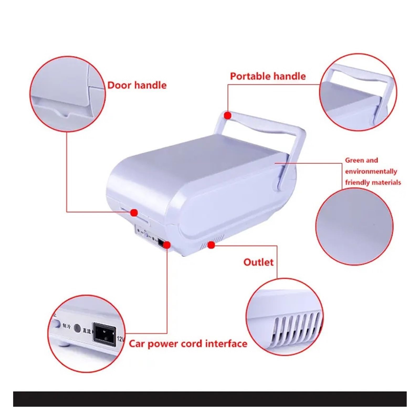 Refrigerador for Auto de 3L, 12V, Mini refrigerador for Auto, refrigerador pequeño, Blanco, Capacidad for 4 Bebidas congeladas.