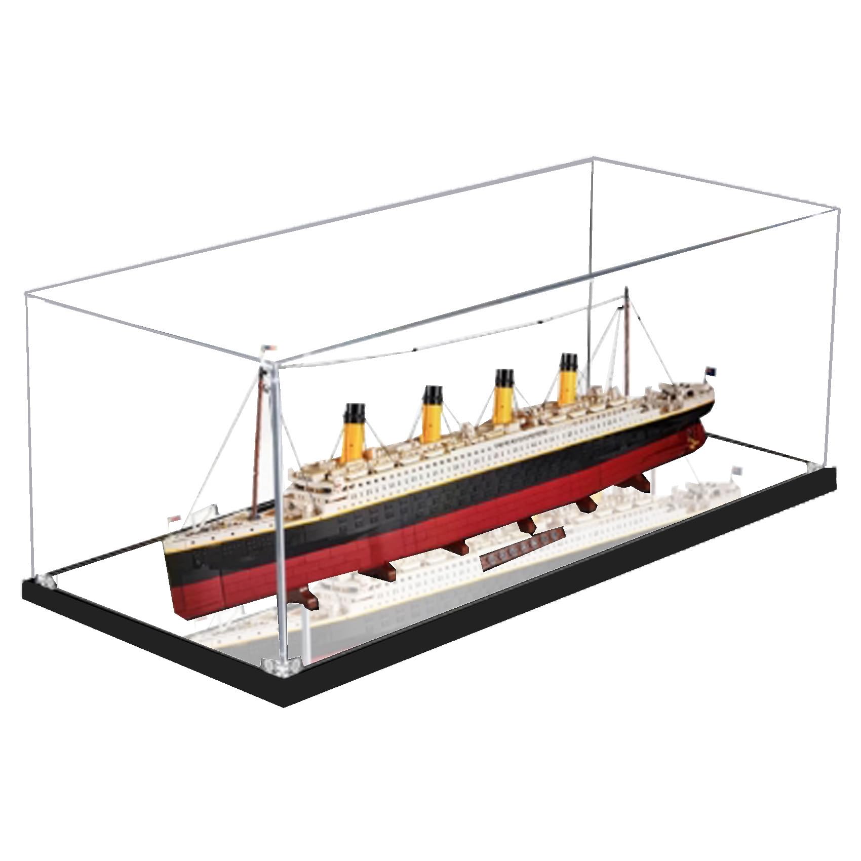 Feifanboyang 3Mm Mirror Base Acrylic Display Case For Lego 10294 Titanic Model, Dustproof Transparent Display Case, Model Collection Display Case (Model Not Included) (3Mm Mirror Base)