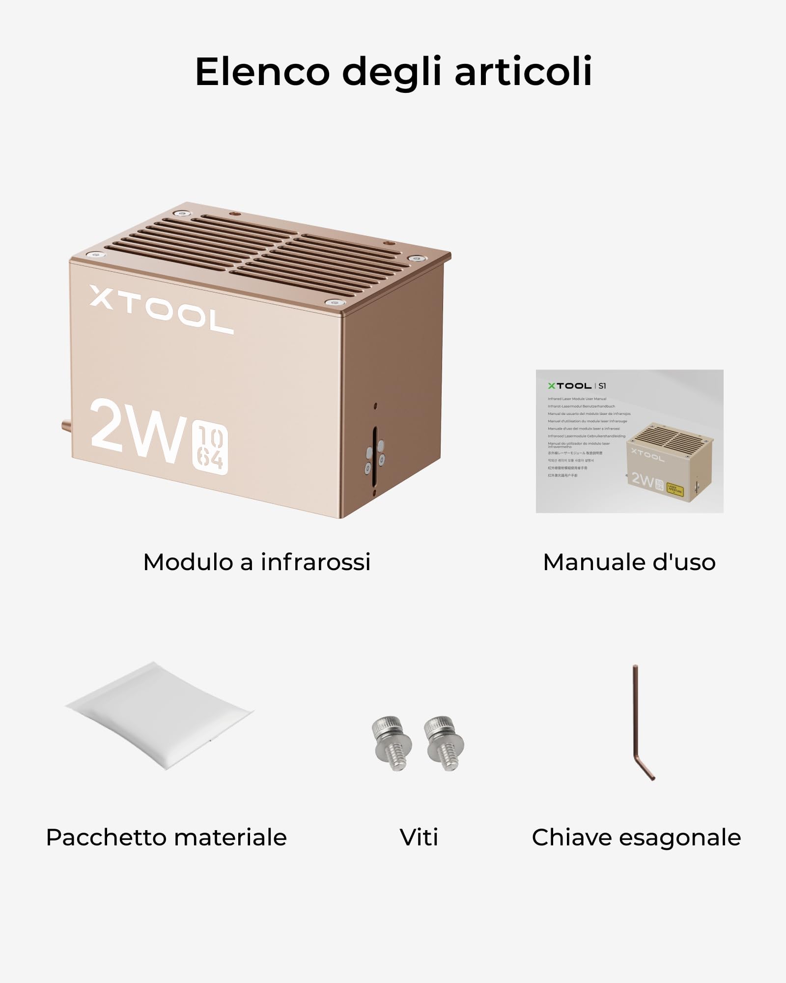 xTool 1064nm Modulo Laser a Infrarossi solo per Incisore Laser xTool S1, Incisione sulla Maggior Parte dei Metalli