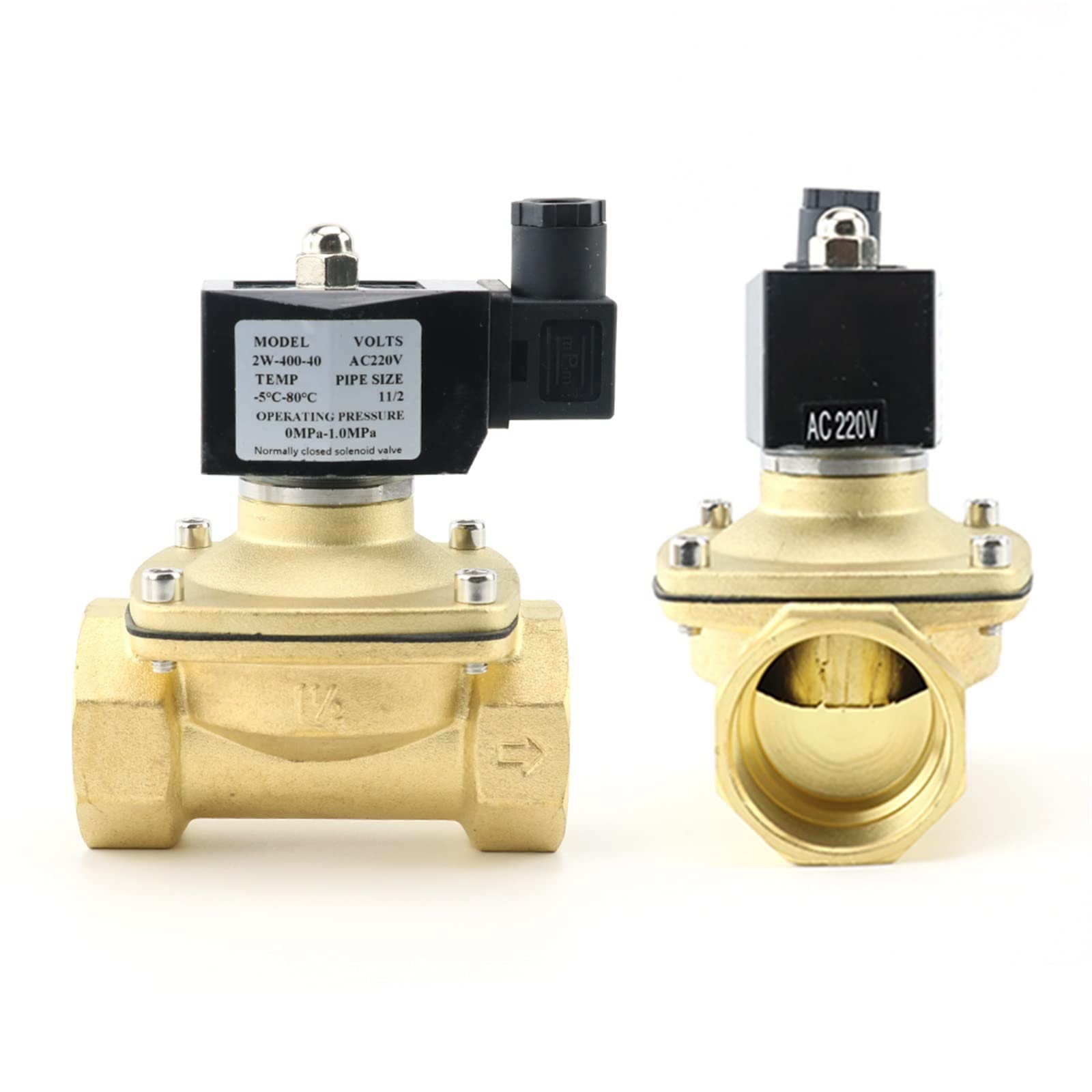 HDPHCRIUN AC220V DC12V DC24V Normally Closed Brass Solenoid Valve with Coil DN10/15/20/25/32/40 Water 1Pcs(5V,DN15)