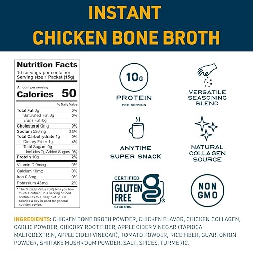 Miniatura 8 de Bare Bones Mezcla instantánea de caldo de huesos, paquete variado, 4 pollos y 4 carne de res, palitos de 0.57 onzas, 0.57 onzas de proteína,