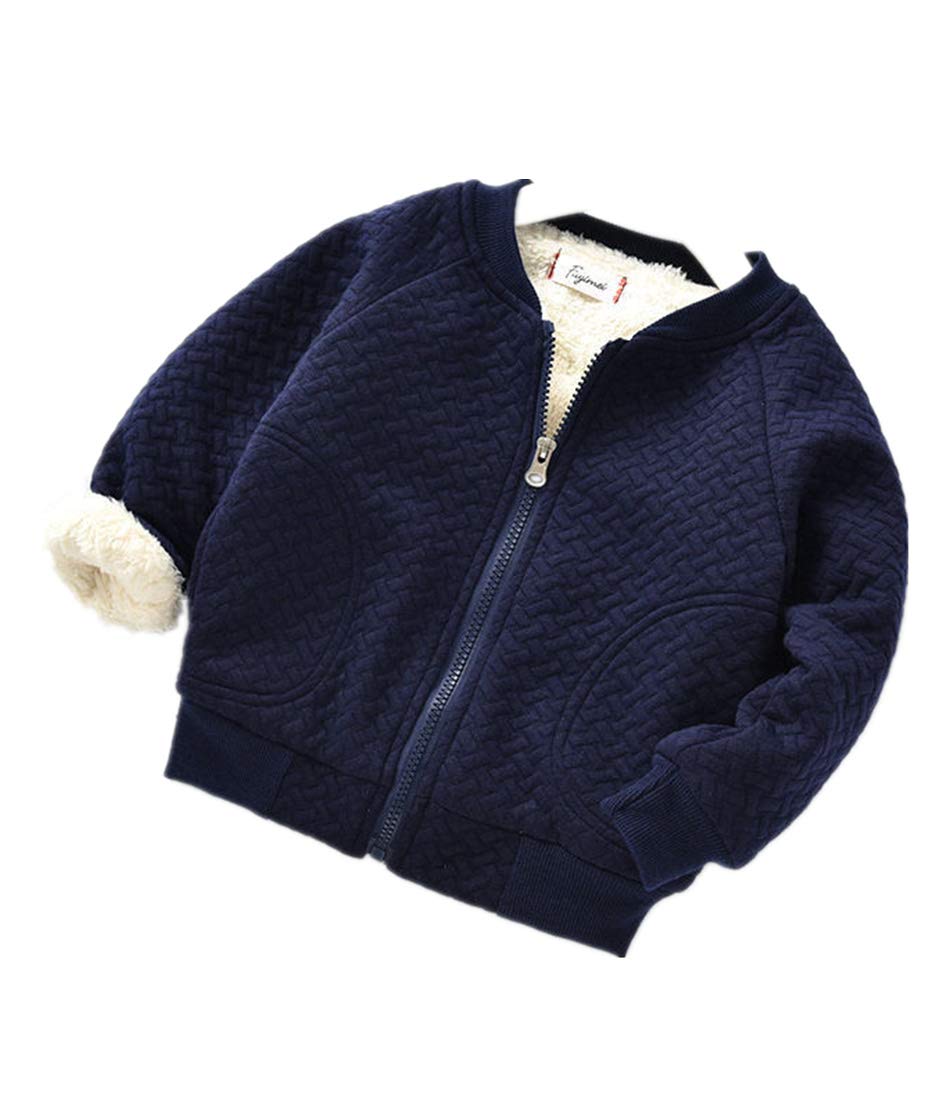 Nine Minow Baby Boy Warm Coat Little Girl Fleece Jacket for Winter Children Thicken Outerwear (Dark Blue, 2-3 Years)