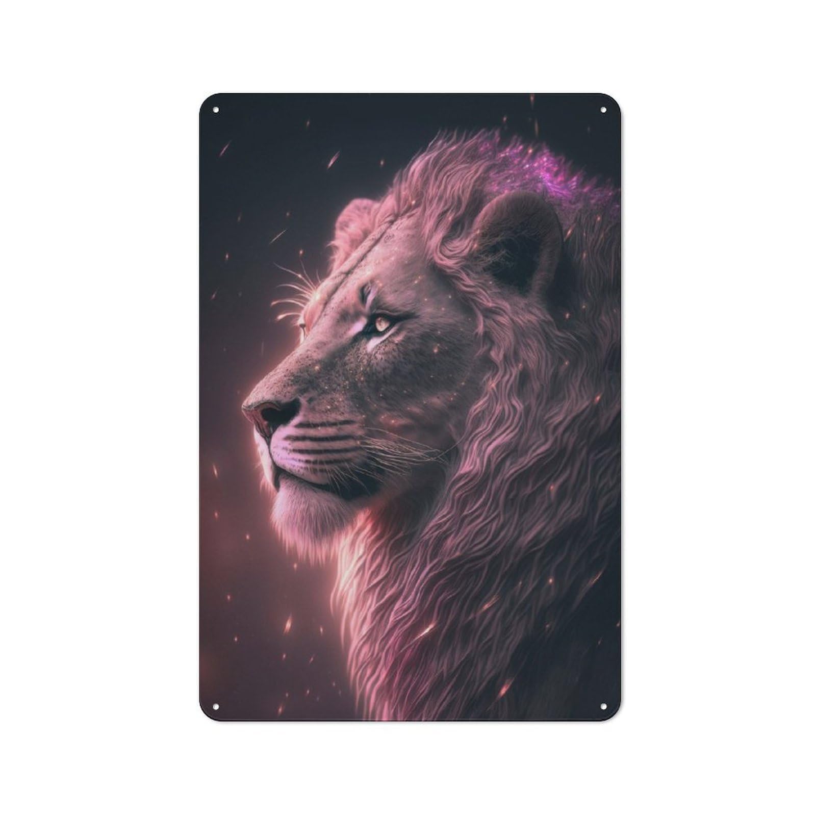 Junmoney Pink Fantasy Lion Glow Tin Sign 30X20cm With For Café Or Home Bar, Rustic Decor, For Café-Style Decor Fans
