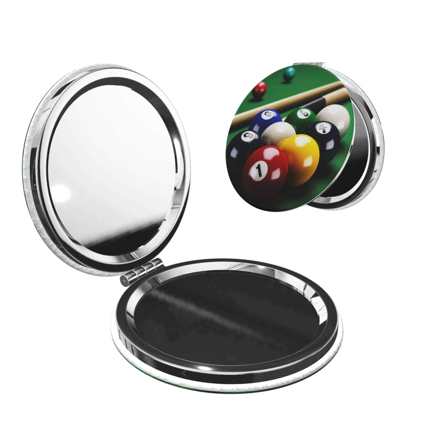DWVTSLH Billiards Compact Mirror for Purse, Double-Sided 2X/1X Magnifying Mirror for Women Men, Travel Makeup Mirror for Handbag, Handheld Vanity Mirror for Gift