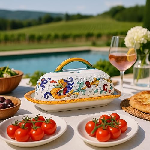 Miniatura 6 de Deruta Italy by GUTE  Mantequera Raffaellesco  Cerámica italiana hecha a mano y pintada a mano  Auténtica cerámica italiana hecha a mano en Deruta,