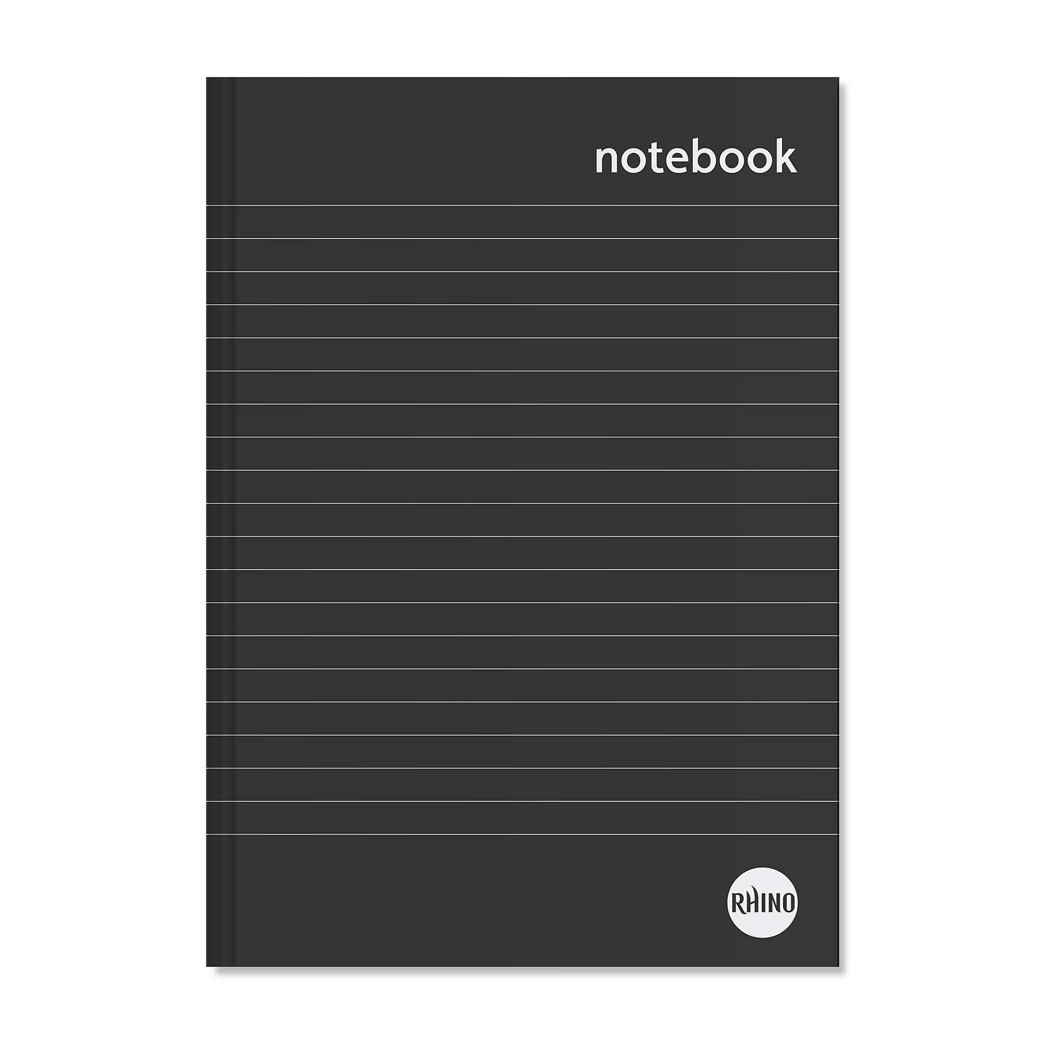 Rhino A5 Notebook, 192 Page / 8mm Lined Writing Book, 1 Pack, Hardback & Casebound Pad, School & Office Stationery Supplies